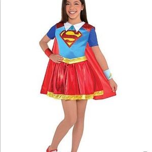 Dc SuperGirl super hero costume Red Blue Gold